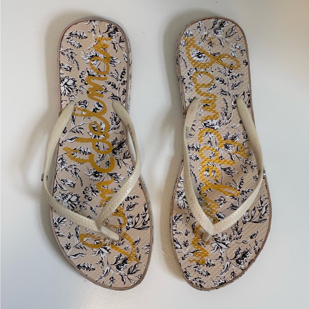Sam Edelman Evans Ivory Flip-Flop Sandals 10